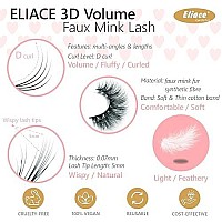 Eliace Natural Wispy Lashes 3D Faux Mink Eyelashes Pack, Butterfly Effect Cross Fluffy Cat Eye False Eyelashes Handmade Sexy Fake Eyelashes Thick Reusable & Soft Strip Lashes 15 Pairs Chloe