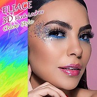 Eliace Natural Wispy Lashes 3D Faux Mink Eyelashes Pack, Butterfly Effect Cross Fluffy Cat Eye False Eyelashes Handmade Sexy Fake Eyelashes Thick Reusable & Soft Strip Lashes 15 Pairs Chloe