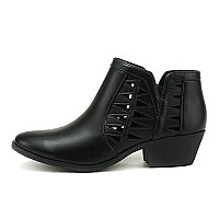 Soda Chance Womens Closed Toe Multi Strap Ankle Bootie (85, Black Pu Chance, Numeric_8_Point_5)