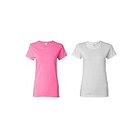 Gildan Womens Heavy Cotton Blank Tee 2-Pack (5000L)(Pinkwhite)