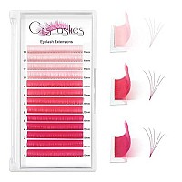 Colored Lash Extensions 007 D 15Mm Pink Volume Lash Extensions Ombre Lash Extensions Easy Fan Volume Lashes Cd Curl Lash Extensions Supplies 12-16Mm Easy Fanning Colored Lashes(Pink 007D 15)