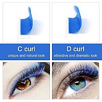 Colored Lash Extensions 007 D 16Mm Volume Lash Extensions Ombre Blue Lash Extensions 12Mm-16Mm Easy Fan Volume Lashes Cd Curl Lash Extensions 2D-20D Fast Fanning Colored Eyelashes(Blue 007D 16)