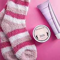 Live Green Bath and Body Pedicure Gift Set- Relaxing Foot Care Set with Pink Fuzzy Socks, Peppermint Foot Lotion, and Foot Scrub, Holiday Gifts for Women