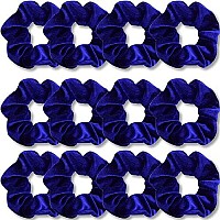 Ivaryss Royal Blue Scrunchies, Premium Velvet Soft Hair Scrunchy, Solid Colors Thick Elastic Bands, Hair Accessories For Women And Girls, 12 Pack