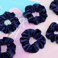 Ivaryss Royal Blue Scrunchies, Premium Velvet Soft Hair Scrunchy, Solid Colors Thick Elastic Bands, Hair Accessories For Women And Girls, 12 Pack