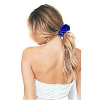 Ivaryss Royal Blue Scrunchies, Premium Velvet Soft Hair Scrunchy, Solid Colors Thick Elastic Bands, Hair Accessories For Women And Girls, 12 Pack