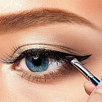 Eyeliner Brush Fine Angled - Pro Precision Gel Eye Liner Makeup Brush -Ultra Thin Slanted Flat Angle - Premium Quality - Cruelty Free Synthetic Bristles (Fine Angled Eyeliner Brush Blue)