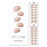 Ohora Semi Cured Gel Nail Strips (N Mild Latte) - Works With Any Nail Lamps, Salon-Quality, Long Lasting, Easy To Apply Remove - Includes 2 Prep Pads, Nail File Wooden Stick - Beige