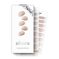 Ohora Semi Cured Gel Nail Strips (N Mild Latte) - Works With Any Nail Lamps, Salon-Quality, Long Lasting, Easy To Apply Remove - Includes 2 Prep Pads, Nail File Wooden Stick - Beige