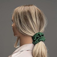 Silk Scrunchies For Hair 100 Mulberry Silk Hair Ties 3 Pack(White, Peacock Blue, Emerald)