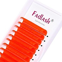 Colored Lash Extensions D Curl Uv Light Neon Orange Eyelash Extensions Volume Lash Extensions 007 Mix Easy Fan Lash Extensions Color Lashes Extension (Orange-007D, 8-14Mm)