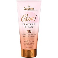 Coppertone Glow Protect and Tan Sunscreen Lotion with Gradual Self Tanner SPF 45, Water Resistant Sunscreen, SPF 45 Broad Spectrum Sunscreen SPF 45, 5 Fl Oz Tube