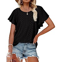 Black Tops For Women Sexy Casual Short Sleeve Tunics For Women Xxl