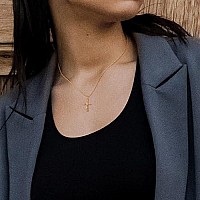 Keloris Path Gold Layered Initial Cross Necklace, 14K Gold Plated Layering Square Letter Pendant Figaro Chain Cross Choker From A-Z Capital Jewelry For Women Girlschain Necklace(Letter O)