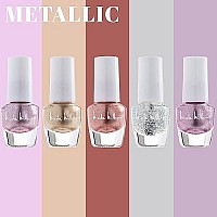 Nicole Miller Mini Nail Polish Set- 30 Mini Nail Polish Colors, Metallic And Trendy Shades, Mini Nail Polish Kit For Fingernails And Toenails