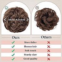 Deethens Claw Clip In Messy Bun Hairpiece Curly Clip In Claw Bun Hair Pieces Combs Add Ponytail Hair Pieces Synthetic Hair Extensions For Women (Medium Dark Brown)