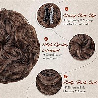 Deethens Claw Clip In Messy Bun Hairpiece Curly Clip In Claw Bun Hair Pieces Combs Add Ponytail Hair Pieces Synthetic Hair Extensions For Women (Medium Dark Brown)