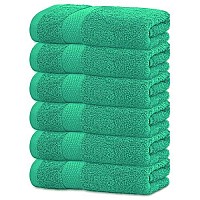 Infinitee Xclusives Premium Green Hand Towels - Pack Of 6, 16X28 Inches Bathroom Hand Towel Set, Hotel Spa Quality Hand Towels For Bathroom, Highly Absorbent And Super Soft Bathroom Towels