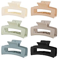 6 Pack Square Claw Clips, Big Hair Claw Clips For Women Girls, 41 Large Non-Slip Hair Clips, Rectangular Claw Hair Clips, Matte Hair Claws Strong Hair Accessories Jumbo Claw Clip For Thick Hair