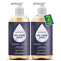 Puracy Organic Hand Soap, For the Professional Hand Washers Weve All Become, Moisturizing Natural Gel Hand Wash Soap, Liquid Hand Soap Refills for Soft Skin (12 fl.oz, Lavender & Vanilla) 2-Pack