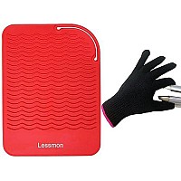 Flat Iron Travel Mat, Curling Iron Counter Protector With Heat Resistant Glove For Curling Irons, Hair Straightener, Flat Irons And Hair Styling Tools, 9A X 65A, Red