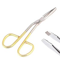 Odontomed2011 Perfectweeze Slant Tip Tweezer Eyebrow, With Easy Scissor Handle Gold Color Plated Handle