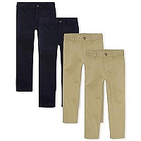 The Childrens Place Boys Stretch Chino Pants, Flaxnew Navy 4 Pack, 14(Slim)