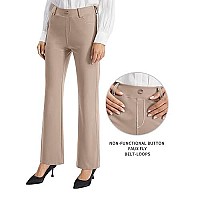 Afitne Womens Yoga Dress Pants Strechy Straight Legbootcut Work Pants Business Office Casual Slacks With Pockets Khaki - S