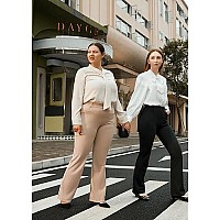 Afitne Womens Yoga Dress Pants Strechy Straight Legbootcut Work Pants Business Office Casual Slacks With Pockets Khaki - S