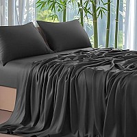 Shilucheng 100 Cooling Bamboo_ Sheets Set- Cal King Size 1800 Thread Count Soft Bed Sheets,16 Inch Deep Pocket,Breathable,Comfortable And Pilling Resistant -4Pc(Cal King,Black)