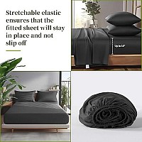 Shilucheng 100 Cooling Bamboo_ Sheets Set- Cal King Size 1800 Thread Count Soft Bed Sheets,16 Inch Deep Pocket,Breathable,Comfortable And Pilling Resistant -4Pc(Cal King,Black)