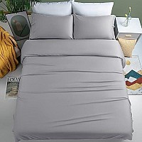 Shilucheng 100 Cooling Bamboo_ Sheets Set- King Size 1800 Thread Count Soft Bed Sheets,16 Inch Deep Pocket,Breathable,Comfortable And Pilling Resistant -4Pc(King,Grey)