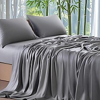 Shilucheng 100 Cooling Bamboo_ Sheets Set- King Size 1800 Thread Count Soft Bed Sheets,16 Inch Deep Pocket,Breathable,Comfortable And Pilling Resistant -4Pc(King,Grey)