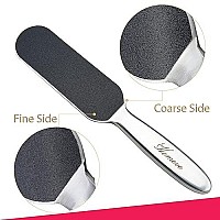 Homeve 2 Pieces Professional Pedicure Foot File - Reusable Stainless Steel Feet Rasp With 20 Replaceable Coarse-Fine Double Side Reusable Pads Cracked Skin Corns Callus Remover