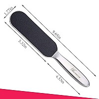 Homeve 2 Pieces Professional Pedicure Foot File - Reusable Stainless Steel Feet Rasp With 20 Replaceable Coarse-Fine Double Side Reusable Pads Cracked Skin Corns Callus Remover