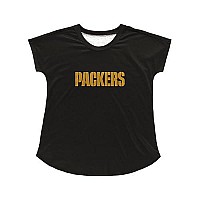 Green Bay Packers Nfl Womens Wordmark Black Tunic Top - M