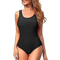 Swimsuits For Women One Piece Bathing Suit Competitive Swimwear Racerback Athletic One Piece Swimming Suits Black Solid 6-8