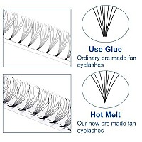 Premade Fans Eyelash Extensions 5D 6D 7D 8D 10D Volume Lash Extensions 007Mm Thickness Short Stem Heat Bonded Premade Fans Russian Volume Pre-Fanned Lash Extensions(8D-007-D, 14-20Mm Mixed Tray)