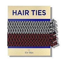 Havhaf Knotted Mens Hair Ties For Men 8Pcs (Thin, Mono Red) - No Damage Crease Breakage Man Bun Hair Tie Men With Long Hair For Curly Thick Elastic Hair Ties For Guys Perfect Hairtie For Men