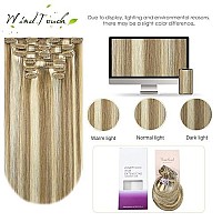 Windtouch Clip In Hair Extensions Human Hair Mixed Bleach Blonde 12Inch 70G Highlights For Blonde 7Pcs 18P613