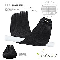 Windtouch Clip In Hair Extensions Human Hair Naturl Black 12Inch 70G 7Pcs 1B