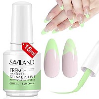 Saviland 15Ml French Gel Nail Polish - 1Pc Spring Summer Light Green Color Soak Off U V Led Gel Polish Quick French Manicure Design Nail Art Gel For Starter Diy At Home & Professional Nail Salon