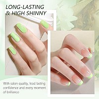 Saviland 15Ml French Gel Nail Polish - 1Pc Spring Summer Light Green Color Soak Off U V Led Gel Polish Quick French Manicure Design Nail Art Gel For Starter Diy At Home & Professional Nail Salon