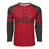 Foco Tampa Bay Buccaneers Nfl Mens Team Stripe Wordmark Long Sleeve Henley