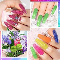 Mizhse Neon Reflective Glitter Gel Polish 7Ml, Sparkly Disco Diamond Nail Polish Kit 12 Pcs, Reflect Blue Pink Soak Off Uv Led Manicure Set Nail Art Salon