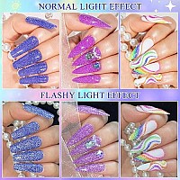 Mizhse Neon Reflective Glitter Gel Polish 7Ml, Sparkly Disco Diamond Nail Polish Kit 12 Pcs, Reflect Blue Pink Soak Off Uv Led Manicure Set Nail Art Salon