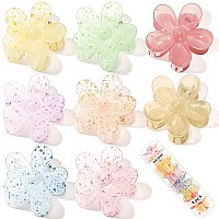 Hair Claw Clips Flower Hair Clips 8Pcs Cute Hair Clip Daisy Hair Clips Big Claw Clip Strong Hold Jaw Clip Barrettes Large Hair Clamps Thin Hair Accessories Thick Hair For Women Girls Gifts 8 Colors