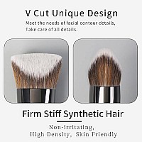 Angled Foundation Brush By Enzo Ken, Double Sided Cream Contour Brush, Dual Sided Dense Cream Foundation Makeup Brush, V Cut Liquid Blush Bronzer Brush Firm- Concealer Highlighter Facial Creme Wet Cosmetics Blending (822-L-Black)