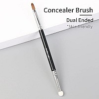 Double Ended Flat Concealer Brush Under Eye With Small Makeup Sponges By Enzo Ken, Dual End Pointed Thin Concealer Brush With Blender- Dark Circles Puffiness, Puffy Eyes, Mature Skin, Tear Stains, Spots, Liquid Foundation Cream Contour Blending (T301-M...