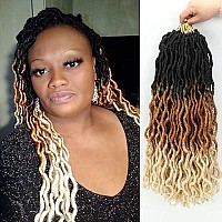 Eliza 18 Inches Wavy Gypsy Locs Ombre Soft Locs Crochet Hair 6 Packs Goddess Faux Locs Crochet Hair African Roots Synthetic Braiding Hair Extensions For Black Women(18,6 Packs, 27613)